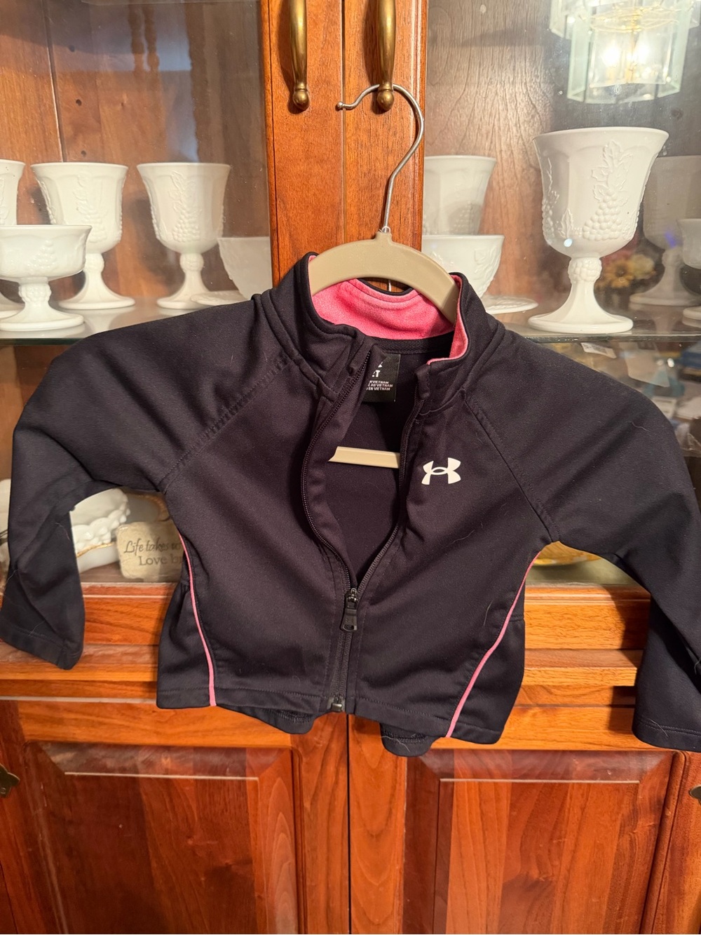 Under Armour Girls' Black & Pink Full-Zip Jacket